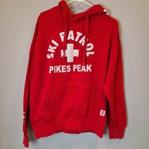 Ski Patrol Hoodie Sweatshirt Pullover Red Pikes Peak Large